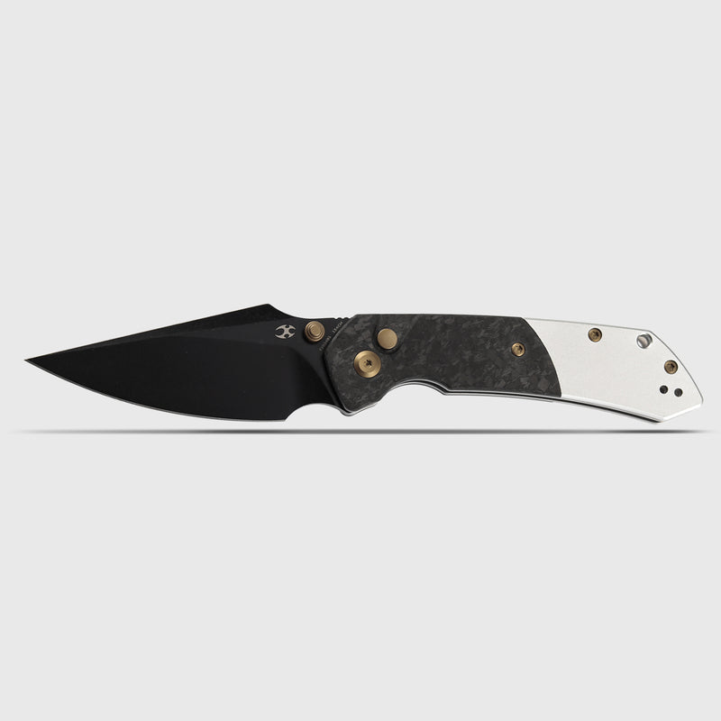 Kansept Fenrir | Shred Carbon Fiber with Stonewashed Aluminum | 3.45'' 154CM Blade | Sparrow Knife Design | T1034B1