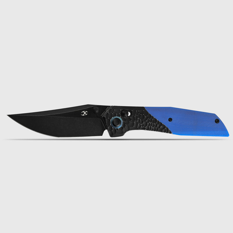 Deadite | Crossbar Lock | Blackwash Aluminum (Rock Texture) with Blue G10 Scales | 3.52" 154CM Blade | Tuffknives Design | T1081V2