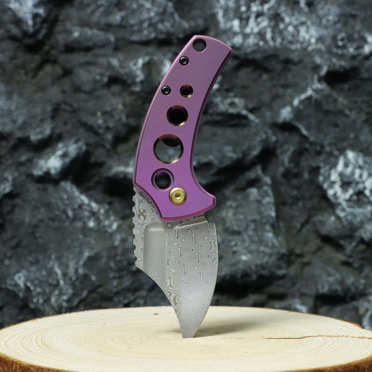 Kansept Wasp | Button Lock | Purple Anodized Titanium with Holes | 2.3 ...