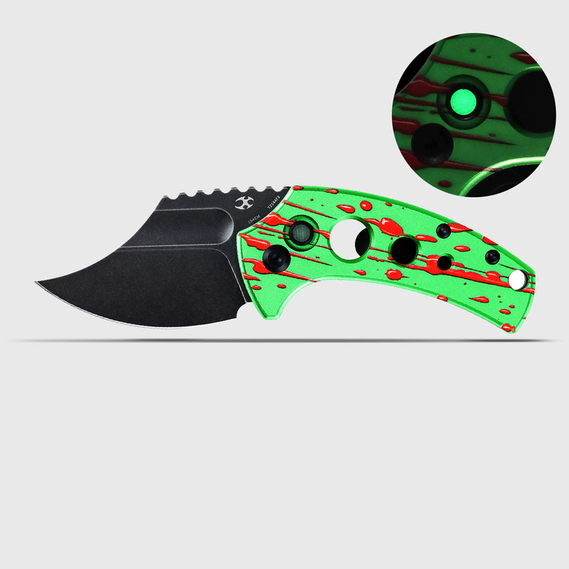 Wasp | Button Lock | Green Aluminum with Zombie Blood Print | 2.36" 154CM | Koch Tools | T2144F8