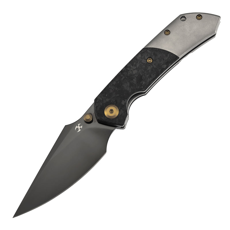 [USA Only]KANSEPT Exclusive Fenrir | Thumb Stub | Plain Titanium&Shred Carbon Fiber | 3.48" Mirror DLC CPM S35VN Blade | Sparrow Knife Design | K1034A13