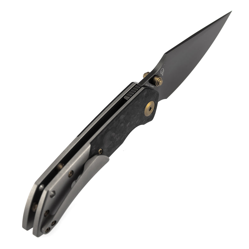 [USA Only]KANSEPT Exclusive Fenrir | Thumb Stub | Plain Titanium&Shred Carbon Fiber | 3.48" Mirror DLC CPM S35VN Blade | Sparrow Knife Design | K1034A13