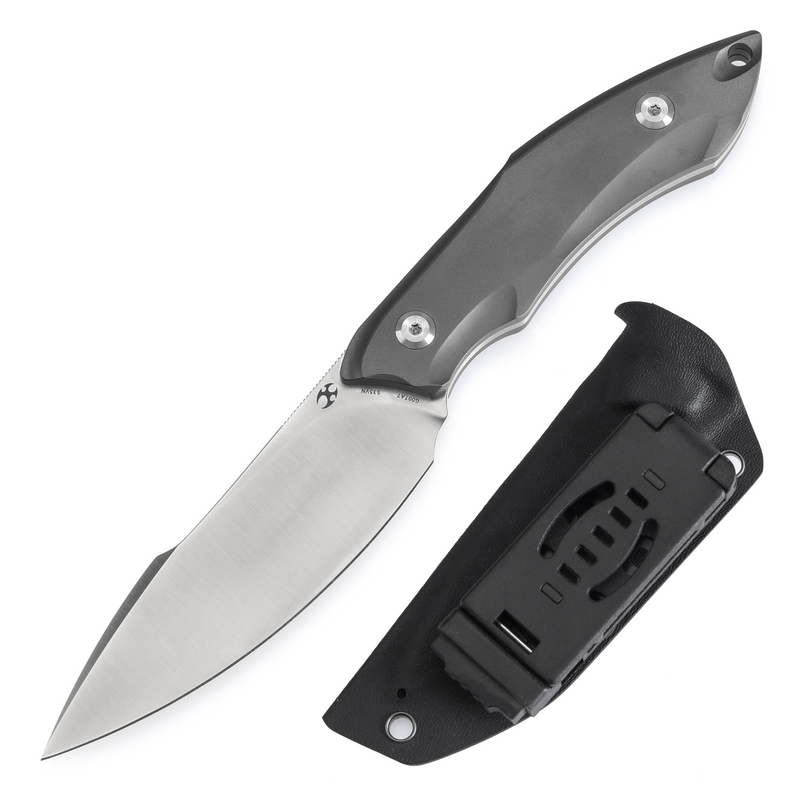 KANSEPT Luccio Fixed Blade Grey Anodized Titanium Handle (3.81'' CPM S35VN Blade) wtih Sheath Bolt Vision Designed - G007A7