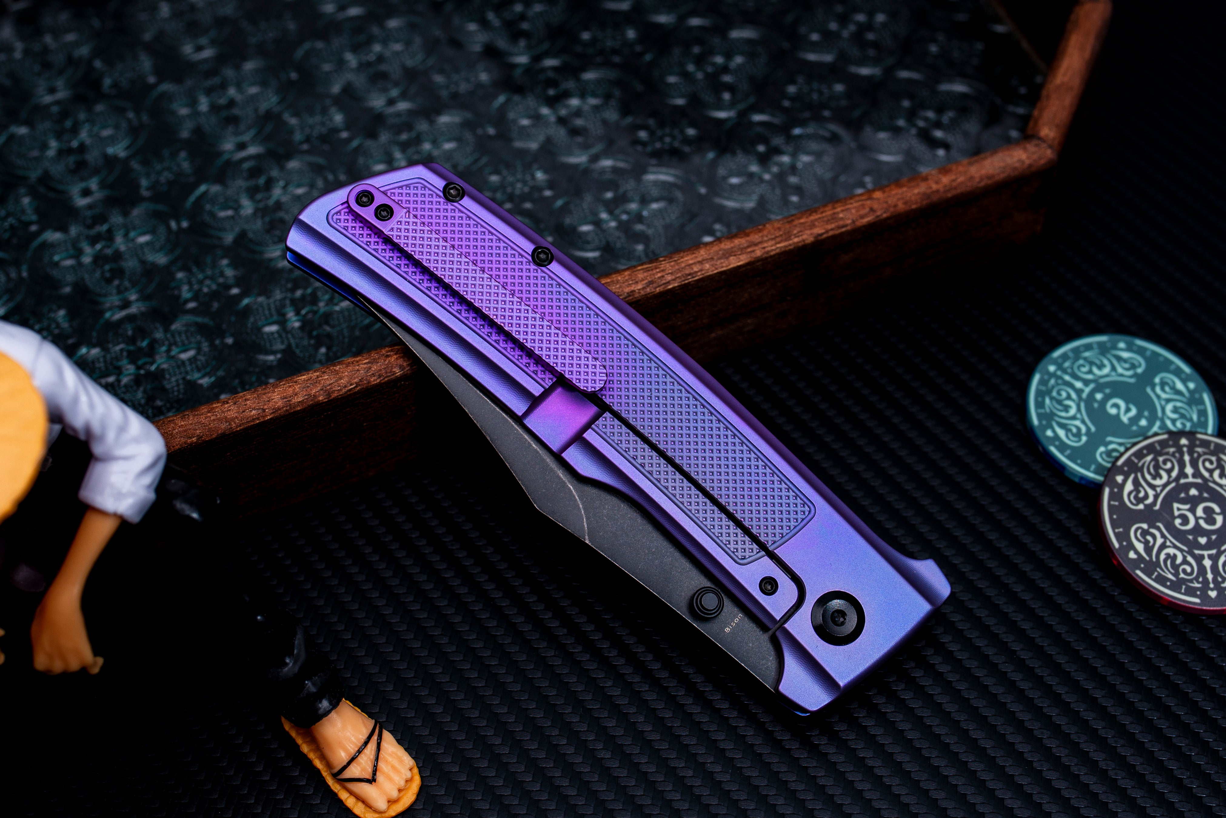 KANSEPT Bison Thumb Stub Purple Anodized Titanium with Frag