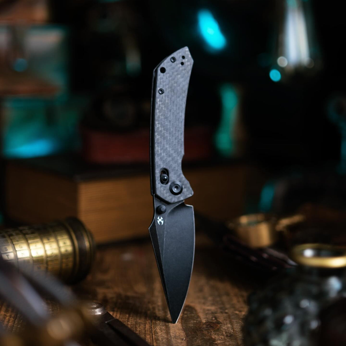 KANSEPT Fenrir Crossbar Lock Knife Twill Cabrbon Fiber Handle