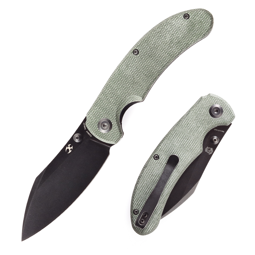 Nesstreet K1039A3 Stonewashed CPM S35Vn Blade Green Micarta Handle Karambit Maker design
