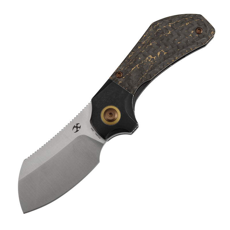 KANSEPT Pluto | Blackwash Titanium & Snake Skin Gold Fatcarbon | 2.5" Satin S90V | Munko Knives Design | K3129A1