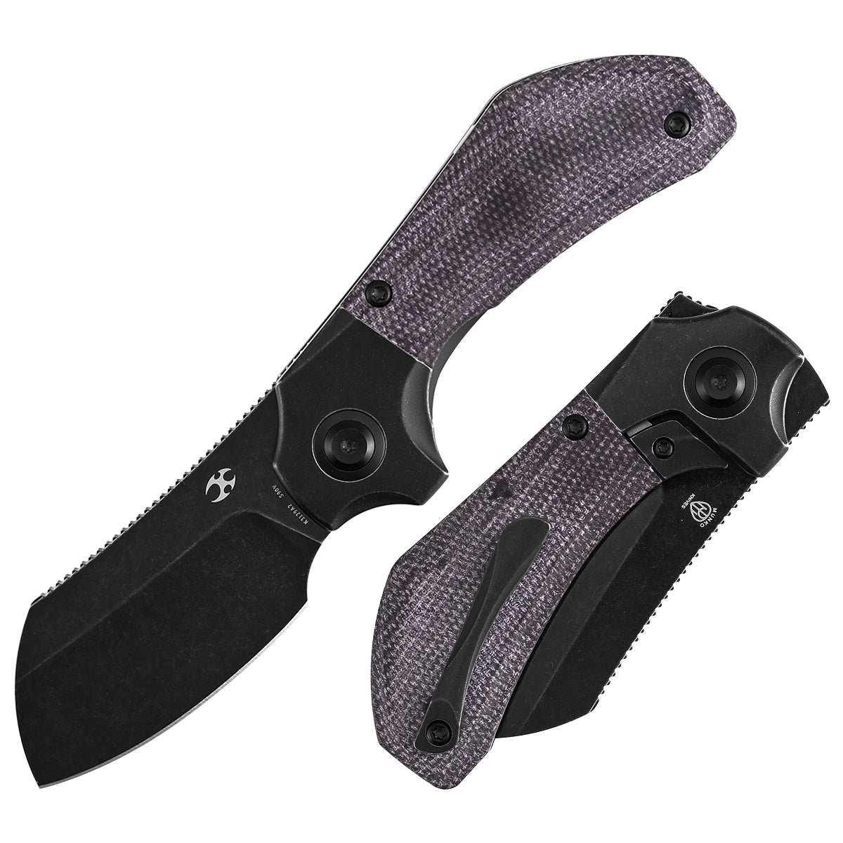 KANSEPT Pluto | Balckwash Titanium & Purple Micarta | 2.5