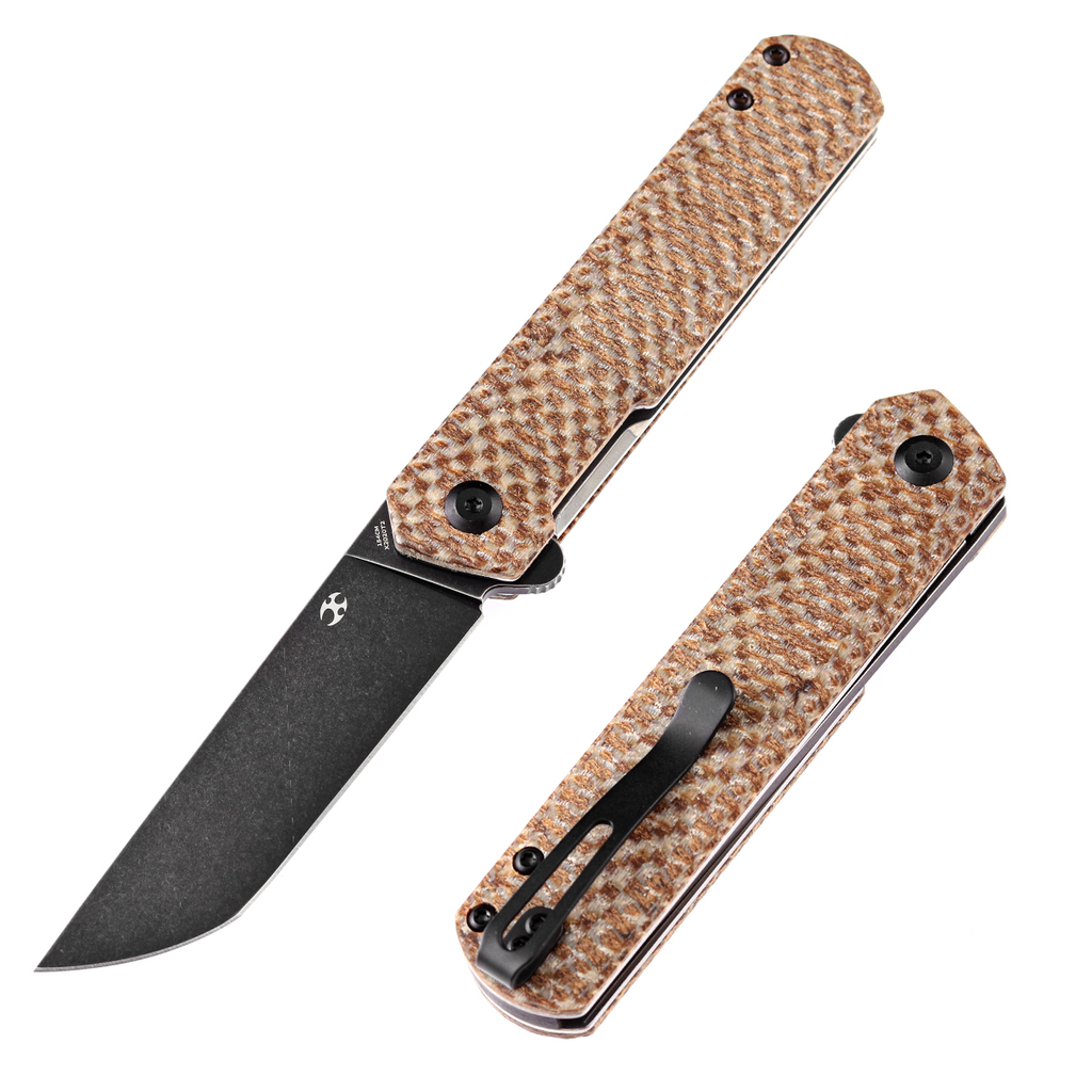 Foosa X2020T2 154CM Blade Liner Lock Folder Plaid Micarta Handle Rolf Helbig Design