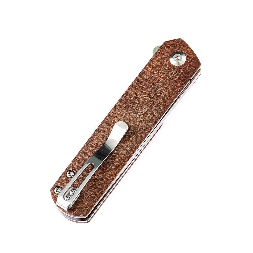 KANSEPT Foosa X2020T1 154CM Blade Liner Lock Folder Brown Micarta