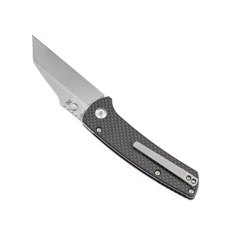 KANSEPT Main Street Twill Carbon Fiber Handle Black Stonewashed 154CM Blade Dirk Pinkerton Design-T1015A3