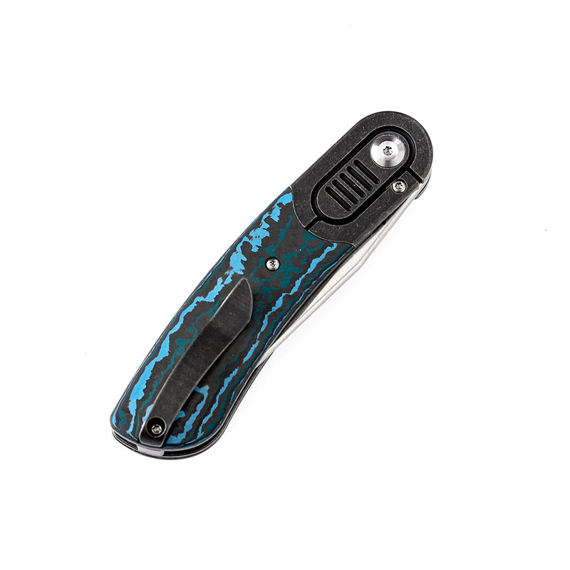 KANSEPT Reverie Front Flipper Knife Arctic Storm Carbon Fiber+ Titanium Bolster Handle (2.92'' CPM S35VN Blade)Justin Lundquist Design-K2025A3