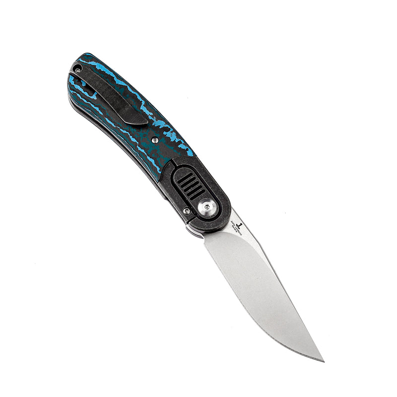 KANSEPT Reverie Front Flipper Knife Arctic Storm Carbon Fiber+ Titanium Bolster Handle (2.92'' CPM S35VN Blade)Justin Lundquist Design-K2025A3