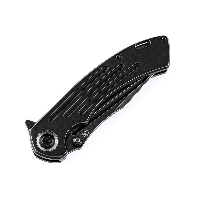 Pretatout K1032A1  Black Anodized Titanium Handle Black TiCn Cotaed CPM-S35VN with Kmaxrom Design