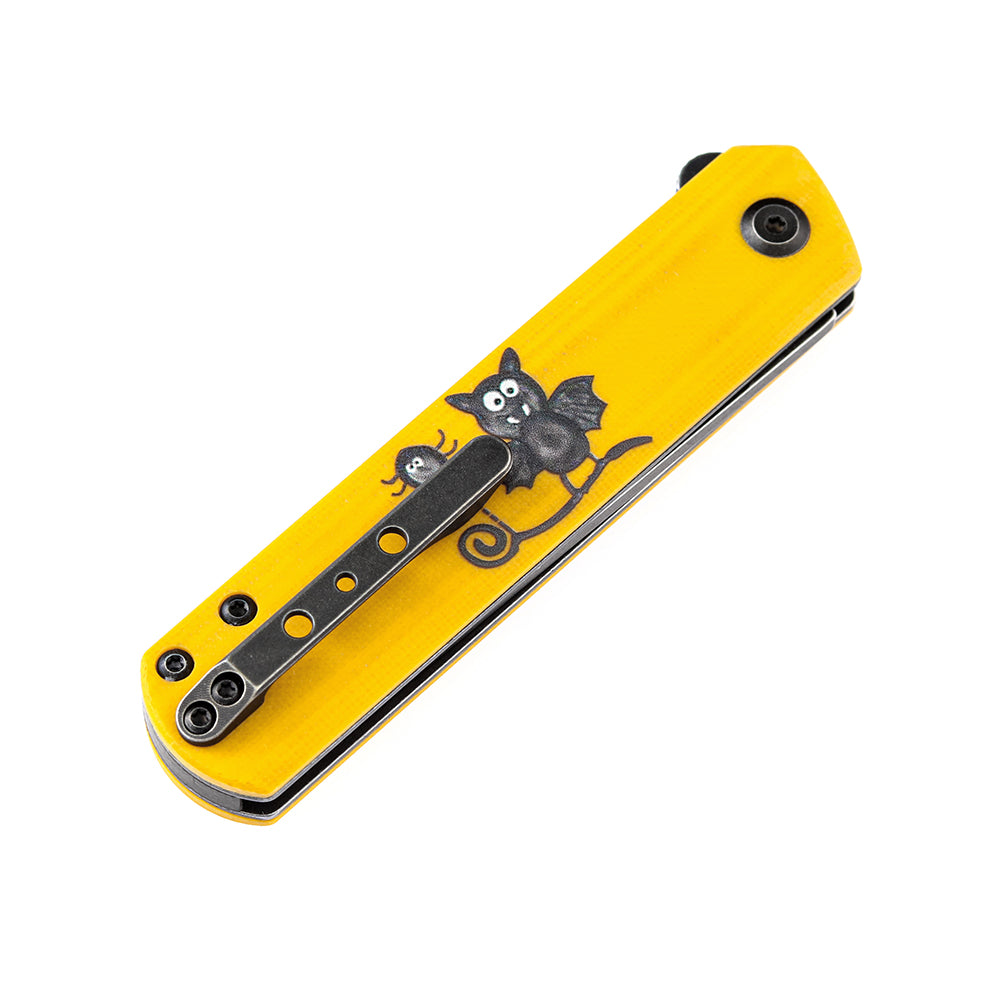 KANSEPT Foosa Non Locking Slip Joint Yellow G10 Handle with Bat