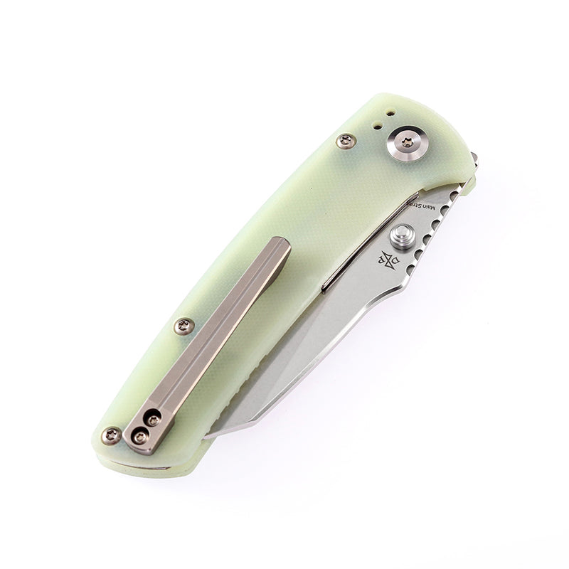 KANSEPT Main Street Thumb Stub Jade G10 Handle (3.36" 154CM Blade) Dirk Pinkerton Design-T1015B1