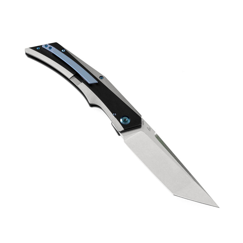 Kansept Knife Naska K1035T1 Stonewashed CPM-S35VN Tanto Blade Black Anodized and Plain Titanium Handle with APK Designs