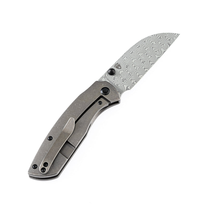 KANSEPT Convict K1023B4 Damascus Blade Bronze Anodized Titanium  Handle with Sheepdog Knives Design