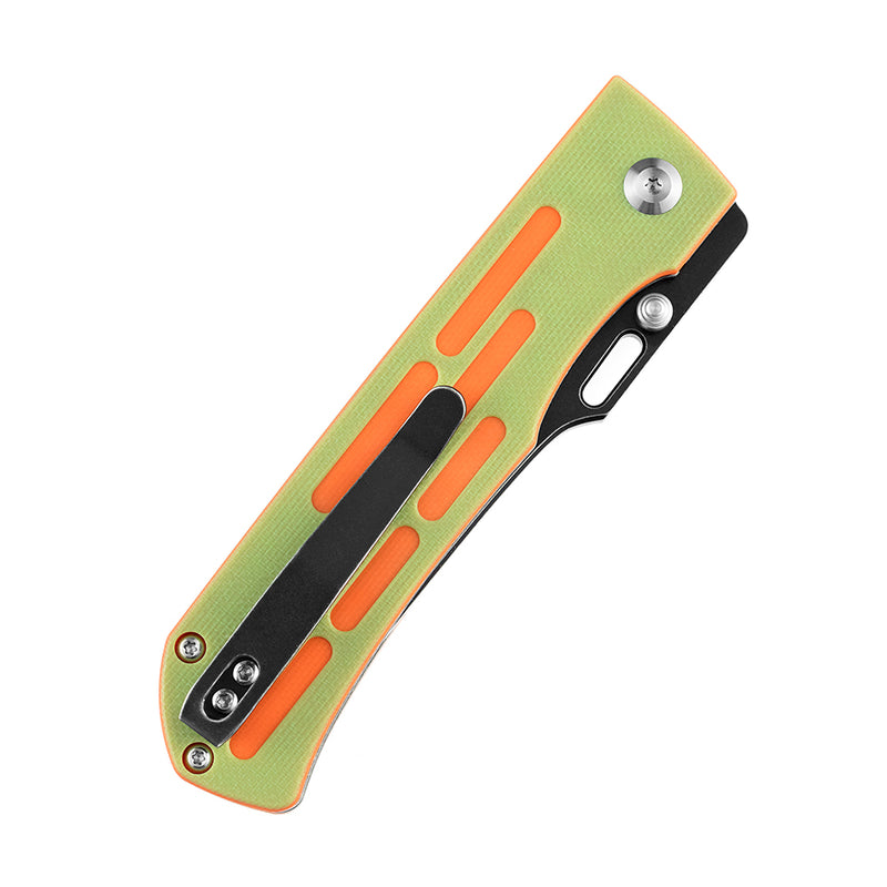 Reedus T1041A3 Black TiCn Coated and Stonewashed 154CM Blade Green and Orange G10 Handle with D.O.C.K. Design