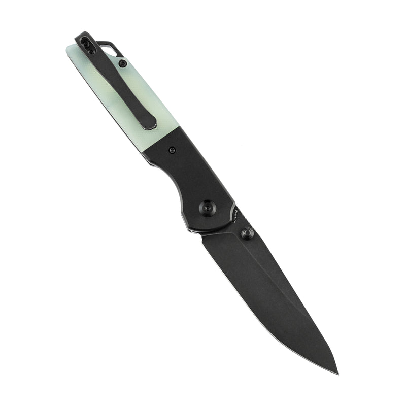 KANSEPT Warrior T1005S4 Black TiCn Coated and Stonewashed Drop Point D2 Blade Black Anodized Aluminum Bolster +Jade G10 Handle with Kim Ning Design