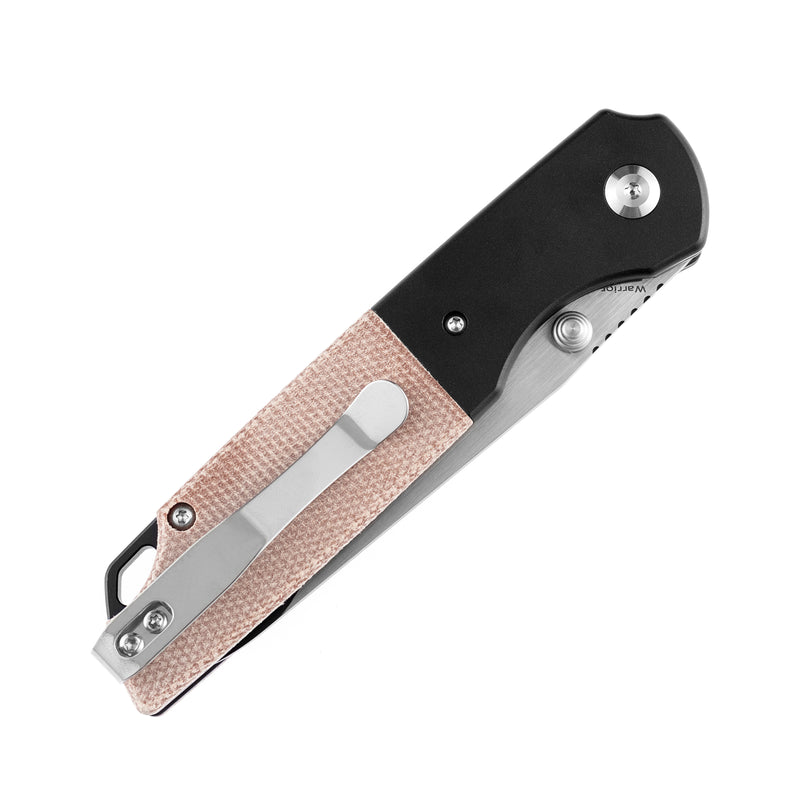 KANSEPT Warrior T1005S5 Black TiCn Coated and Stonewashed Drop Point D2 Blade Black Anodized Aluminum Bolster +Brown Micarta Handle with Kim Ning Design