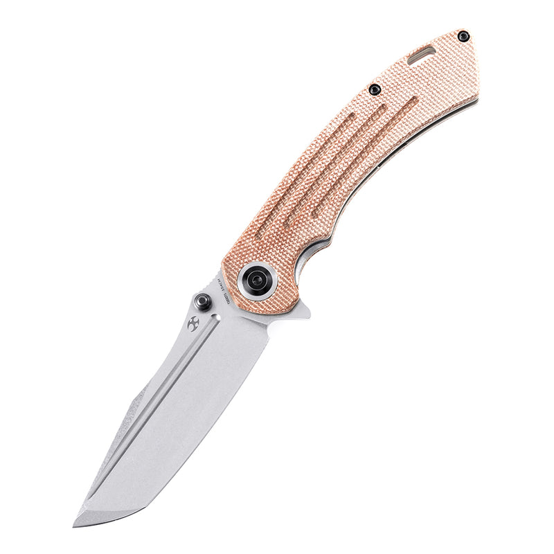 Pretatout T1032T1 Stonewashed 154CM Blade Brown Micarta Handle with Kmaxrom Design