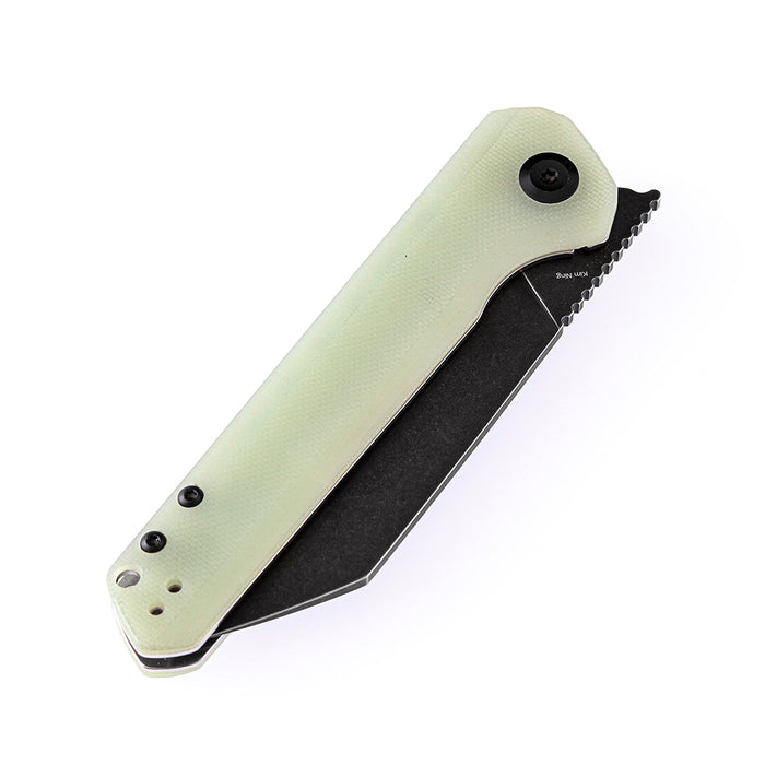 KANSEPT Bulldozer Front Flipper Jade G10 Handle(3.56" Black TiCn Coated D2)with Kim Ning Design-T1028A2