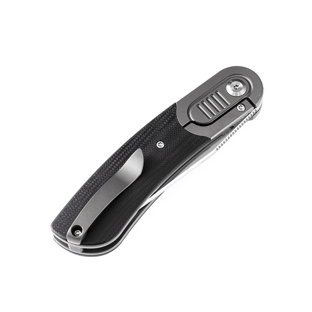 KANSEPT Reverie Front Flipper Knife Black G10+ Titanium Bolster