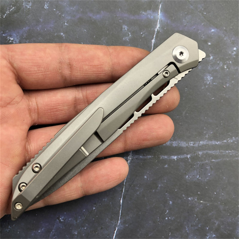 lucky Star K1013A1 CPM-S35VN Drop Point Blade Titanium Handle with MaxTkachuk Design