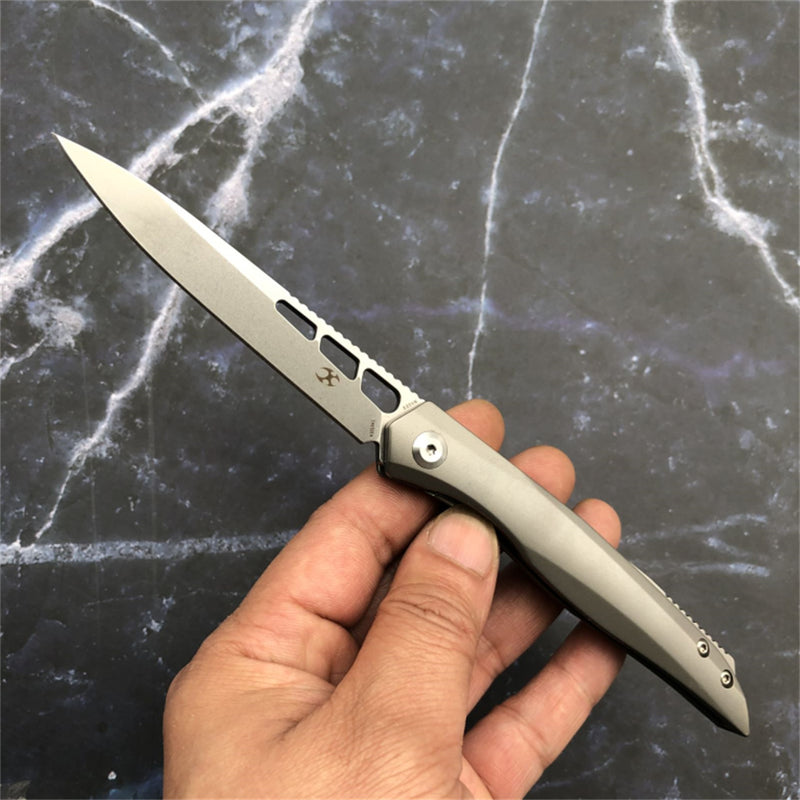 lucky Star K1013A1 CPM-S35VN Drop Point Blade Titanium Handle with MaxTkachuk Design