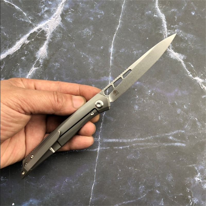 lucky Star K1013A1 CPM-S35VN Drop Point Blade Titanium Handle with MaxTkachuk Design