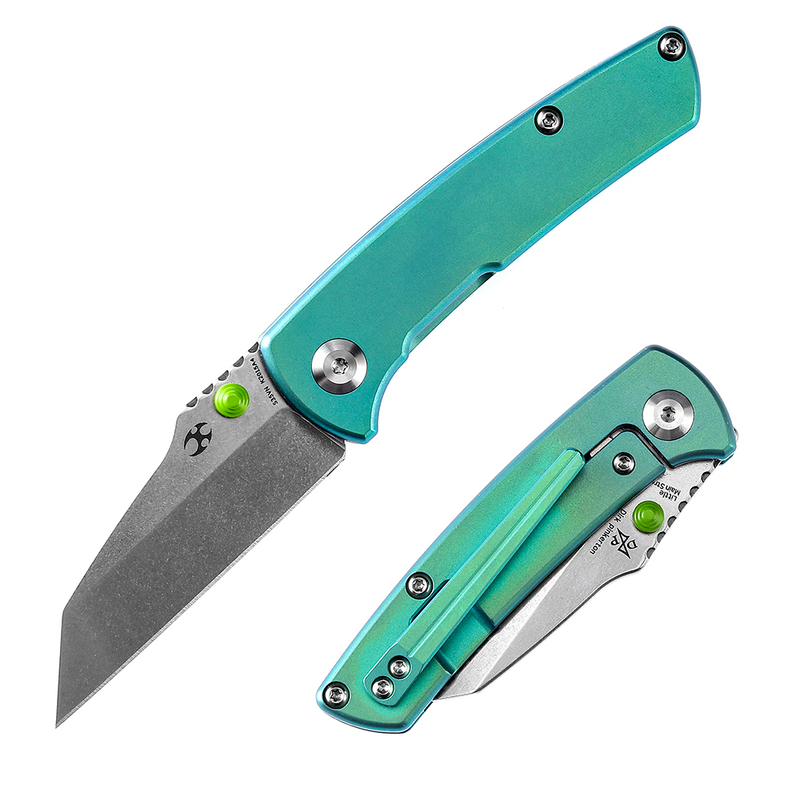 Little Main Street K2015A4 Stonewashed CPM-S35VN Green Anodized Titanium Handle  with Dirk Pinkerton Design