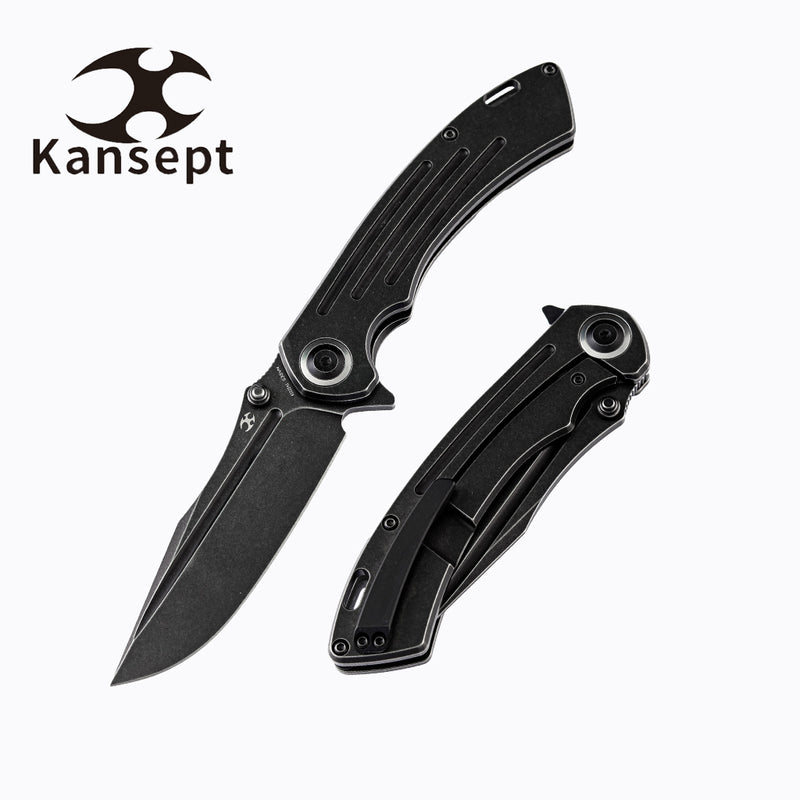 Pretatout K1032A1  Black Anodized Titanium Handle Black TiCn Cotaed CPM-S35VN with Kmaxrom Design
