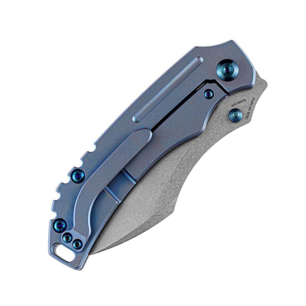 KANSEPT Pelican Edc Flipper Knife Blue Anodized Titanium Handle (3.0 ...