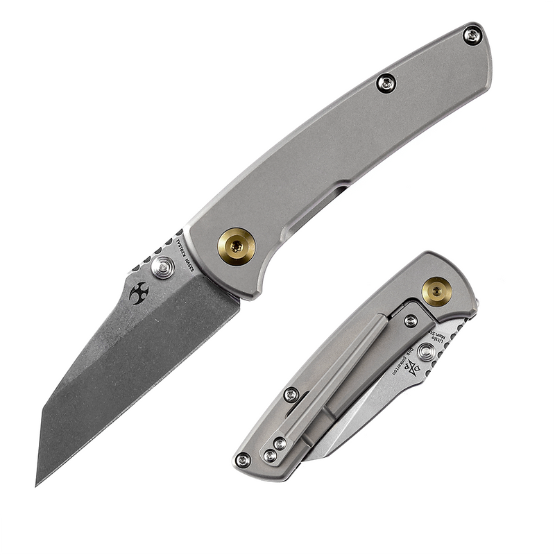 KANSEPT Little Main Street Thumb Stub Satin Titanium Handle (2.26" CPM-S35VN Blade)Dirk Pinkerton Design-K2015A1