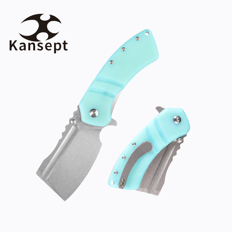 KANSEPT Cleavers XL Korvid T1030A7 Stonewashed 154CM Blade Tiffany blue G10 Handle Designed by Koch Tools
