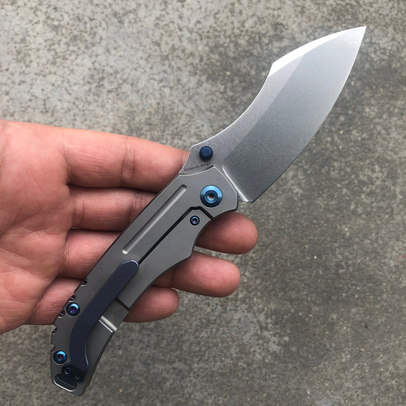 KANSEPT Pelican Thumb Stub Titanium Handle (3" CPM S35VN Blade) Kmaxrom Design-K1018A3