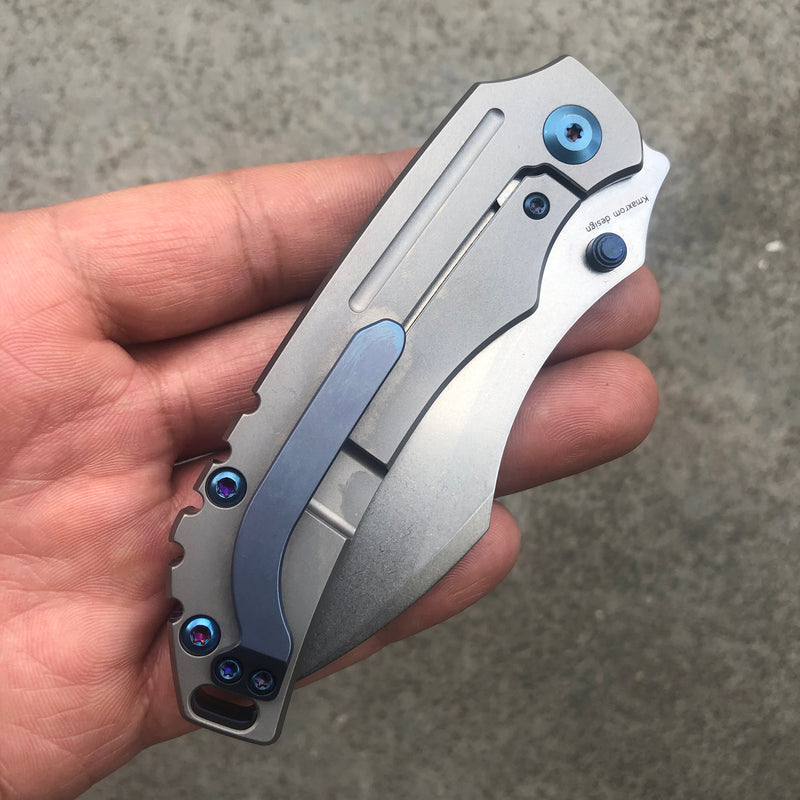 KANSEPT Pelican Thumb Stub Titanium Handle (3" CPM S35VN Blade) Kmaxrom Design-K1018A3