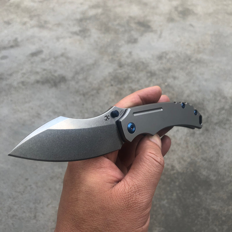KANSEPT Pelican Thumb Stub Titanium Handle (3" CPM S35VN Blade) Kmaxrom Design-K1018A3