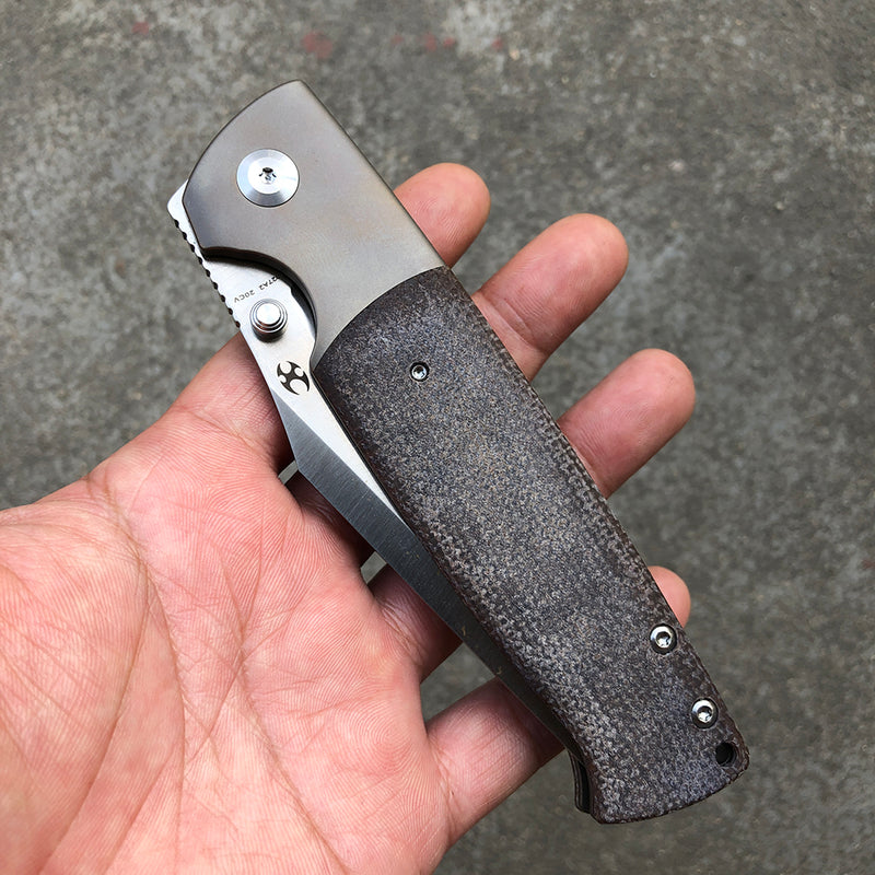 KANSEPT Shikari K1027A2 CPM-20CV Blade Brown Micarta Handle with Titanium Bolster Morgan Koens Dessign