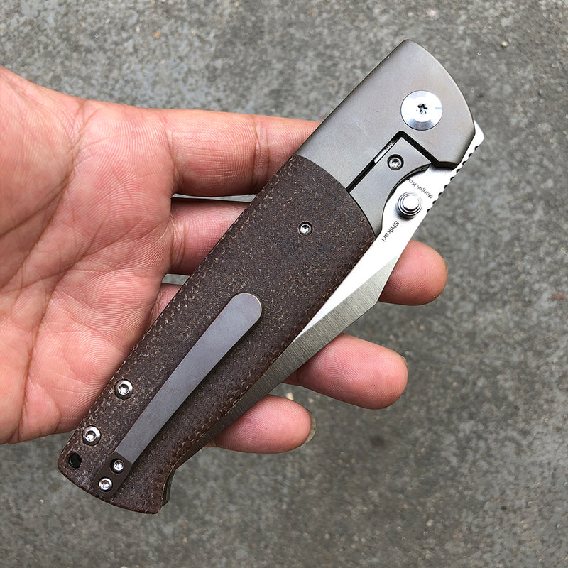 KANSEPT Shikari K1027A2 CPM-20CV Blade Brown Micarta Handle with Titanium Bolster Morgan Koens Dessign