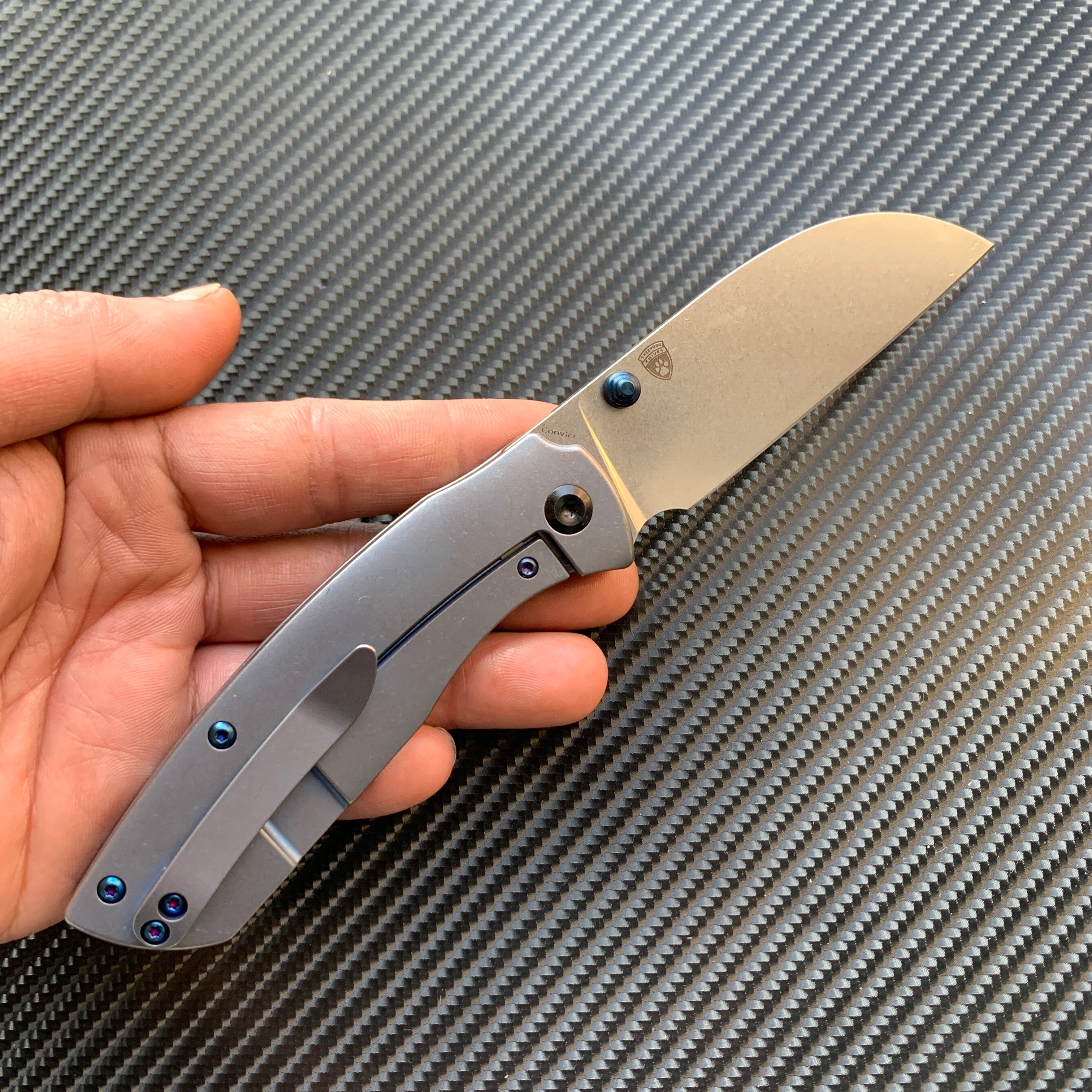 KANSEPT Convict K1023B2 CPM-S35VN Blade Blue Anodized Titanium