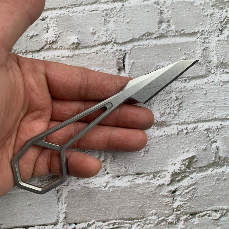 HEX G001A1 Stonewashed 14C28N+ Sheath Blade 14C28N Handle with Ostap Hel Design