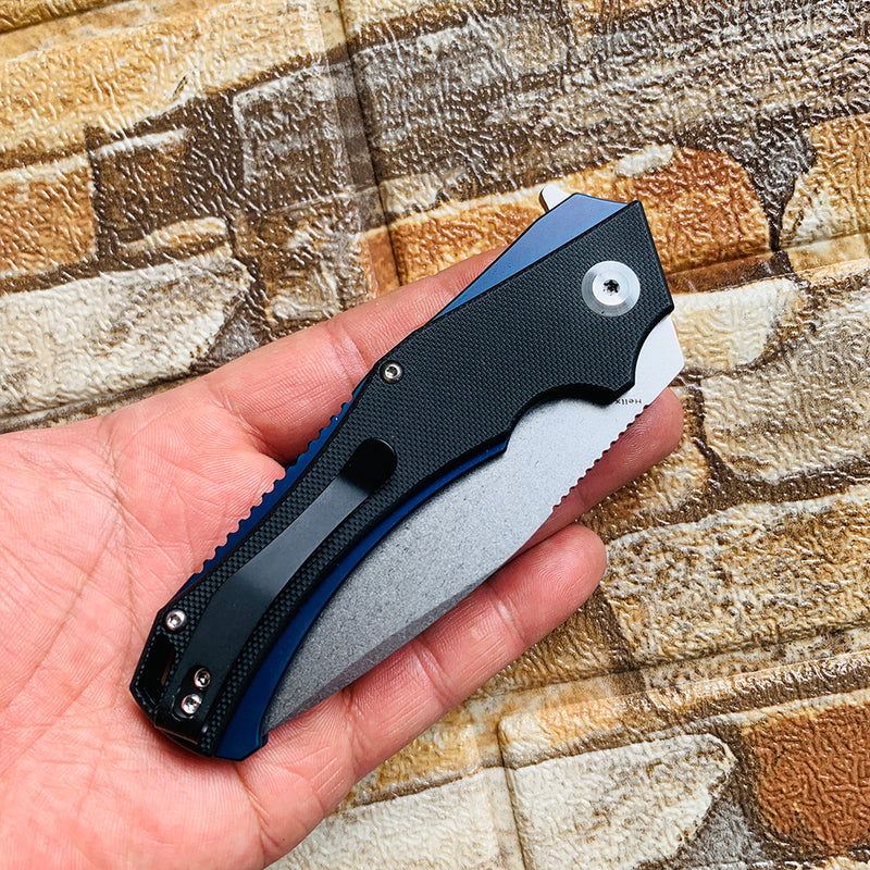 KANSEPT Mini Hellx T2008A1 Stonewashed D2 Blade Black G10 Handle with Mikkel Willumsen Design