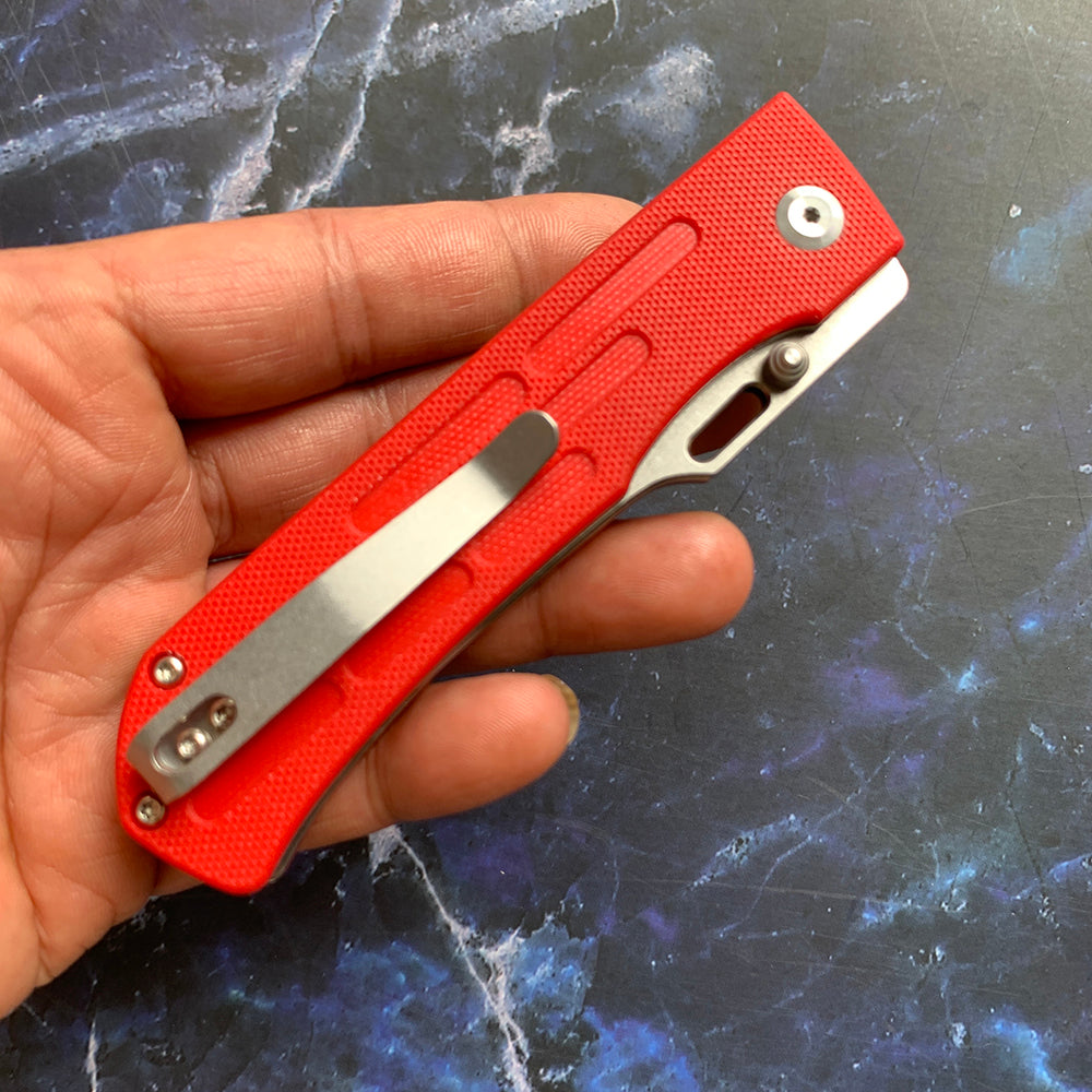 KANSEPT Reedus Red G10 Handle (Stonewashed 154CM Blade)with