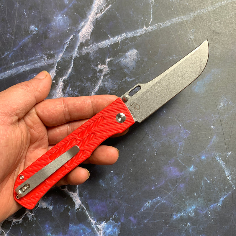 KANSEPT Reedus Red G10 Handle (Stonewashed 154CM Blade)with D.O.C.K. Design - T1041A2