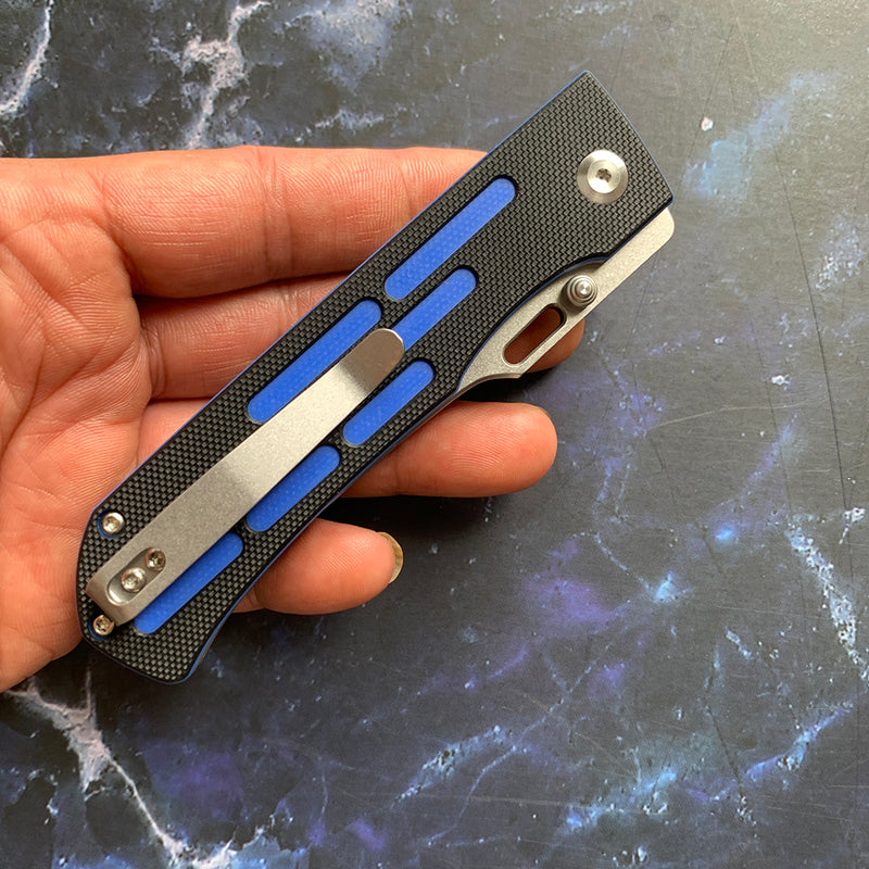 Reedus T1041A4 Stonewashed 154CM Blade Black and Blue G10 Handle with D.O.C.K. Design