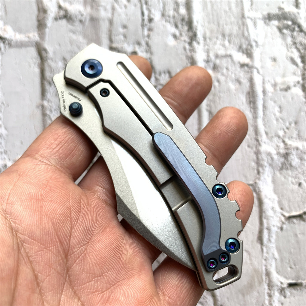KANSEPT Peican Edc --Left Handed Thumb Knife Stonewashed Titanium