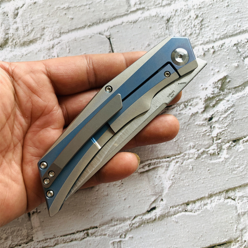 Kansept Knife Naska K1035A3 Satin CPM-S35VN Blade Blue Anodized