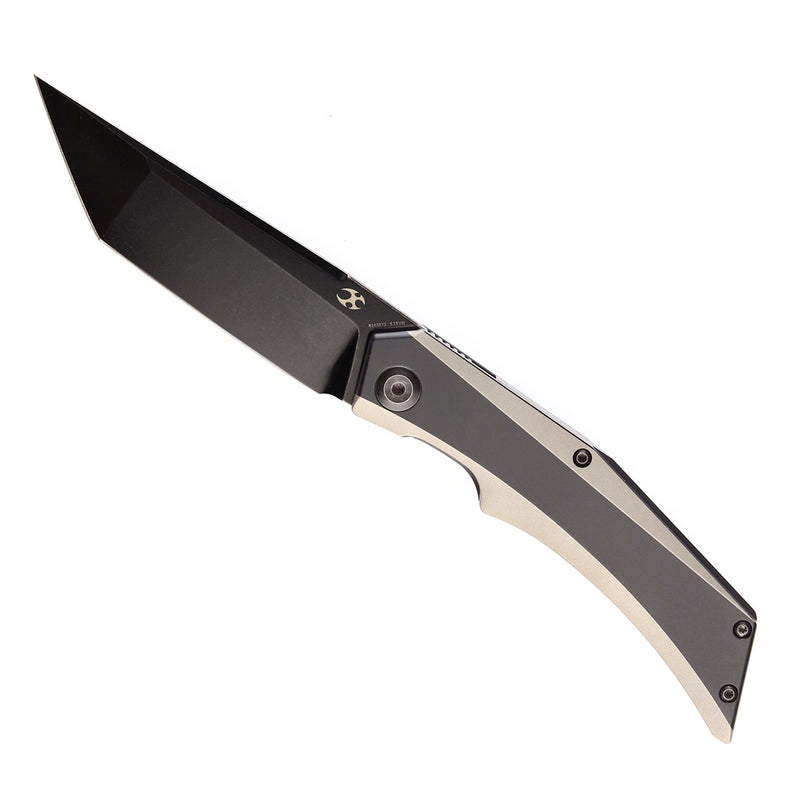 Kansept Knife Naska K1035T2 Black Stonewashed CPM-S35VN Tanto Blade Black Anodized and Plain Titanium Handle with APK Designs